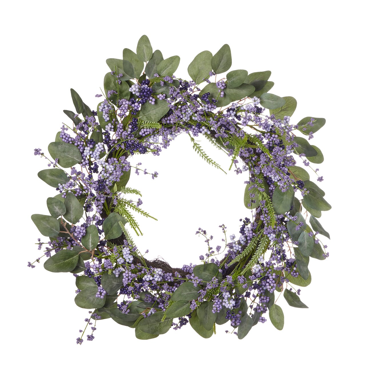 Spring Millie 26in Wreath, w/ Artificial Callicarpa Berry & Eucalyptus